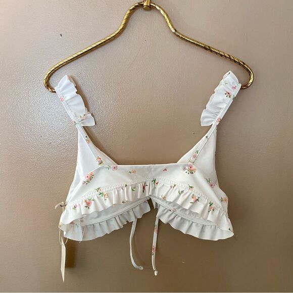 Tularosa Dreamer Bikini Top tea party floral ruffle swimsuit Revolve NWT L - Picture 13 of 13